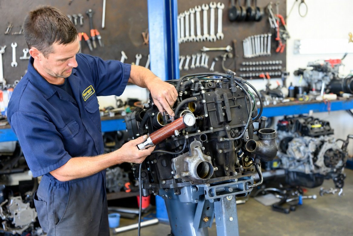 Greens Engine Shop inspecting and testing Japanese-sourced engines and outboard motors